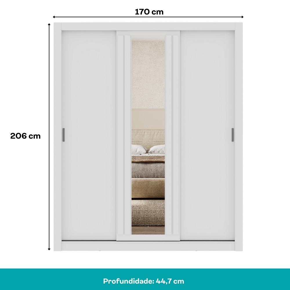 Guarda Roupa Casal 3 Portas Doha Lux Carraro Ripado Branco