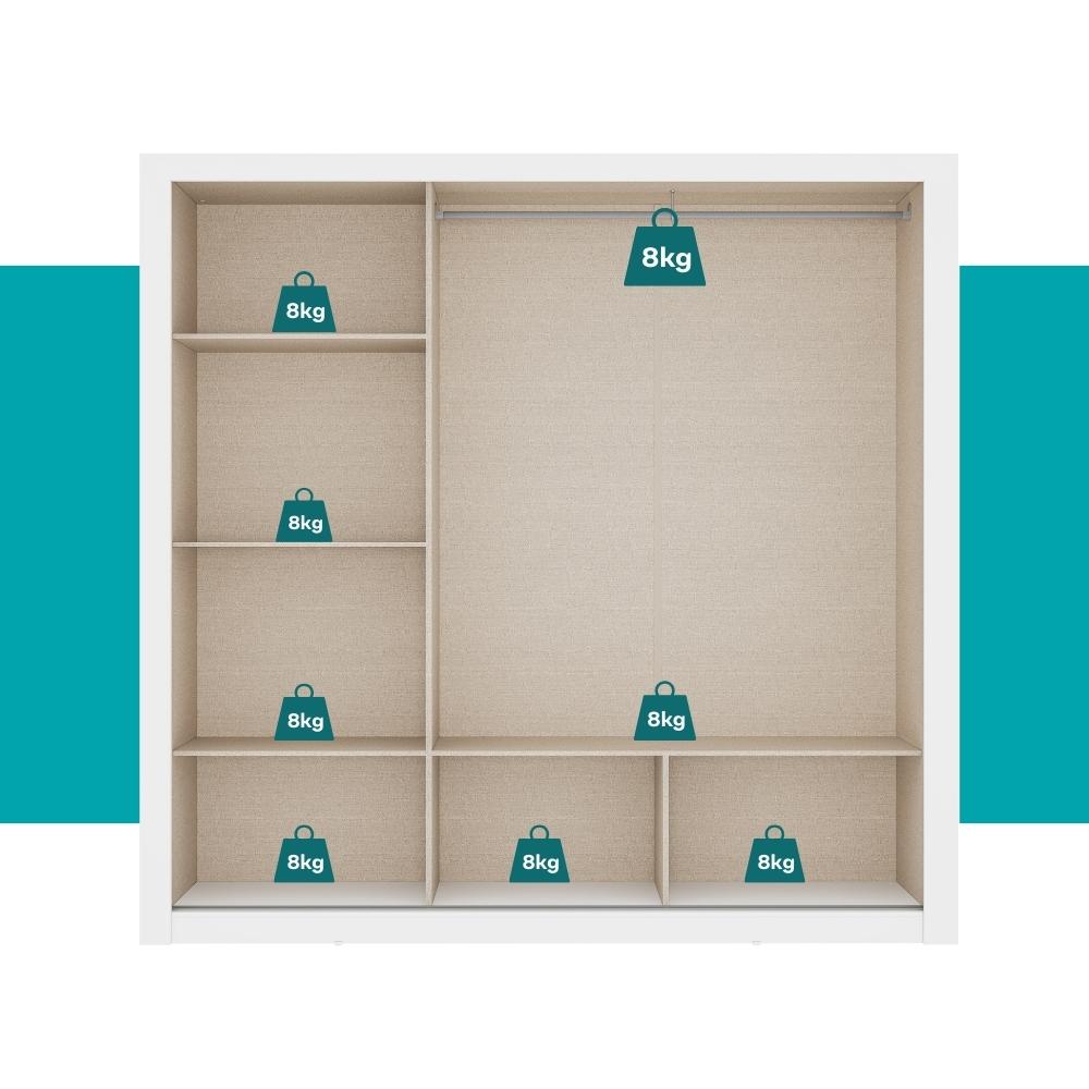 Guarda Roupa Casal 3 Portas Doha Lux Carraro Ripado Branco
