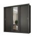 Guarda Roupa Casal 3 Portas Doha Lux Carraro Ripado Preto Touch