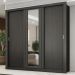 Guarda Roupa Casal 3 Portas Doha Lux Carraro Ripado Preto Touch