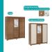 Guarda Roupa Casal 4 Ptas c/ Espelho Fit Carraro Freijó/OffW