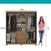 Guarda Roupa Casal 4 Ptas c/ Espelho Fit Carraro Freijó/OffW