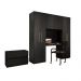 Guarda Roupa Casal 6 Portas 2 Gavetas Porto Preto com Escrivaninha