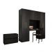 Guarda Roupa Casal 6 Portas 2 Gavetas Porto Preto com Escrivaninha