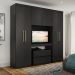 Guarda Roupa Casal 6 Portas 2 Gavetas Porto Preto com Painel de TV