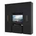Guarda Roupa Casal 6 Portas 2 Gavetas Porto Preto com Painel de TV