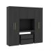 Guarda Roupa Casal 6 Portas 2 Gavetas Porto Preto com Painel de TV