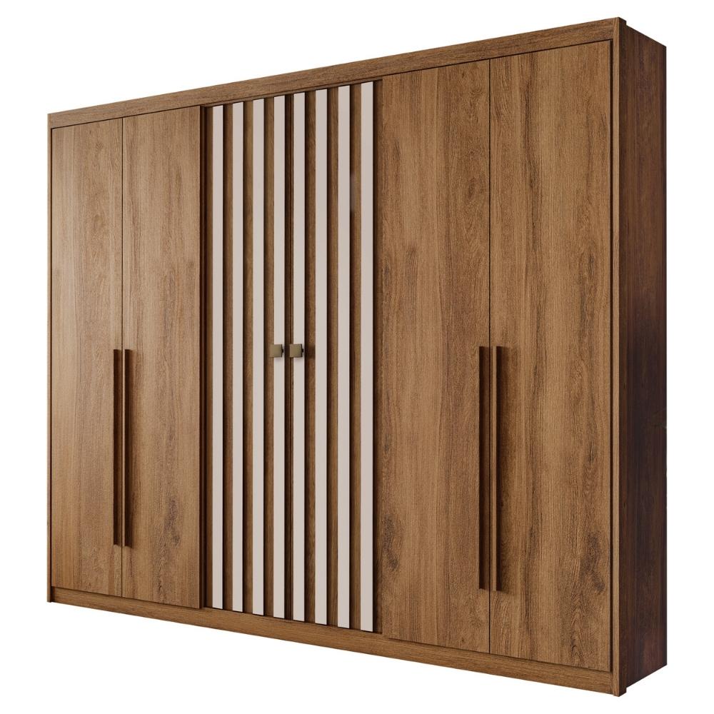 Guarda Roupa Casal 6 Portas 3 Gavetas Fusion Carraro Freijó