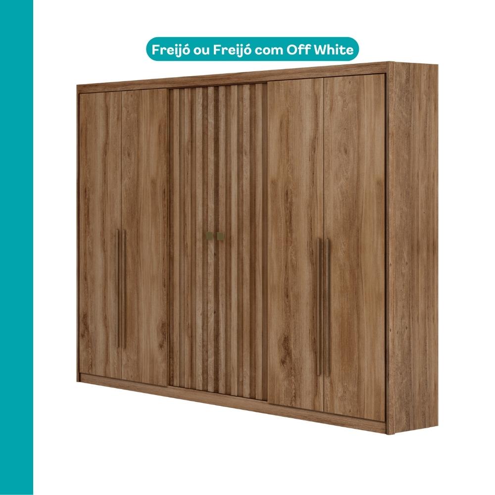 Guarda Roupa Casal 6 Portas 3 Gavetas Fusion Carraro Freijó