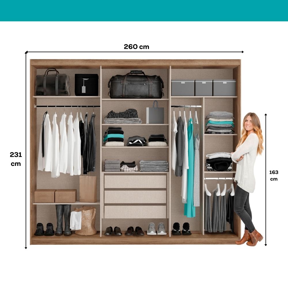 Guarda Roupa Casal 6 Portas 3 Gavetas Fusion Carraro Freijó