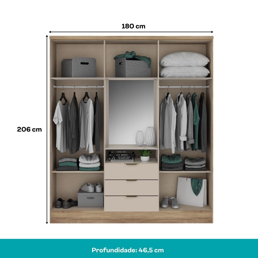 Guarda Roupa Casal 6 Portas Aspen Carraro Noce Off White