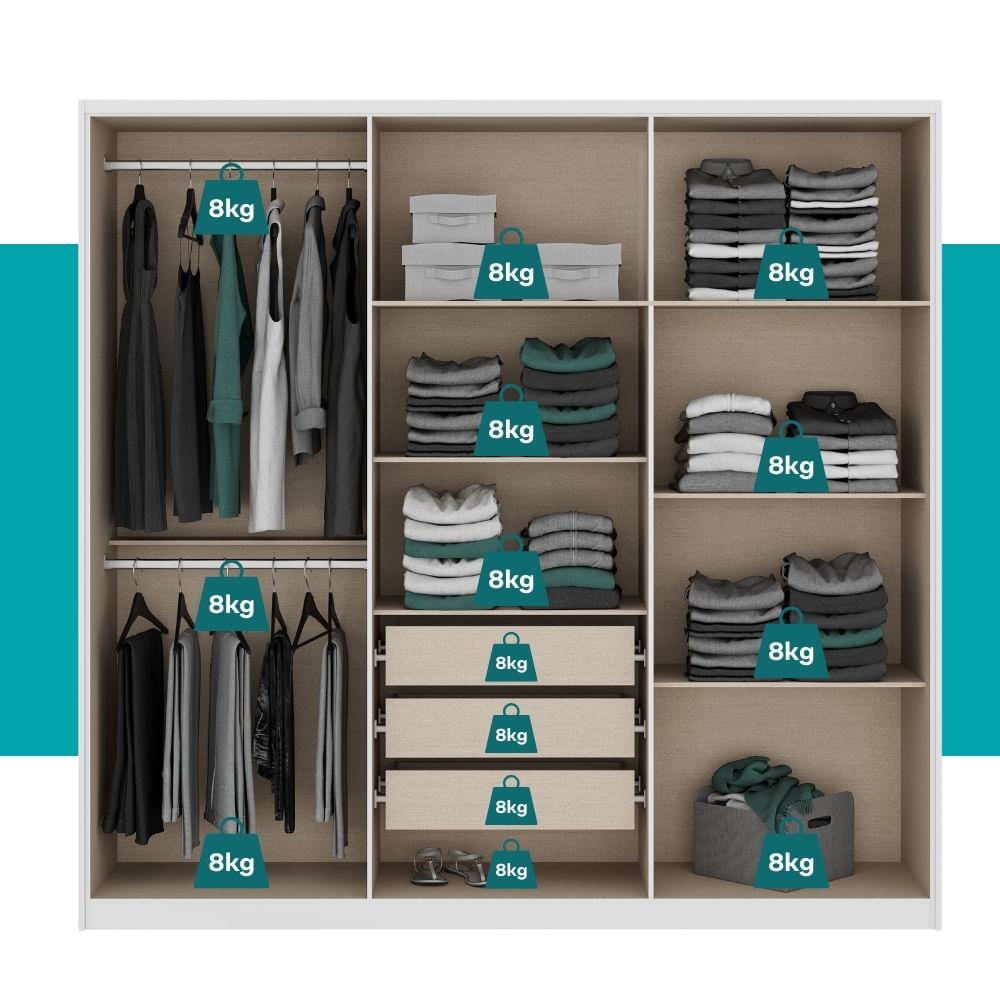 Guarda Roupa Casal 6 Portas Belmont Carraro Branco