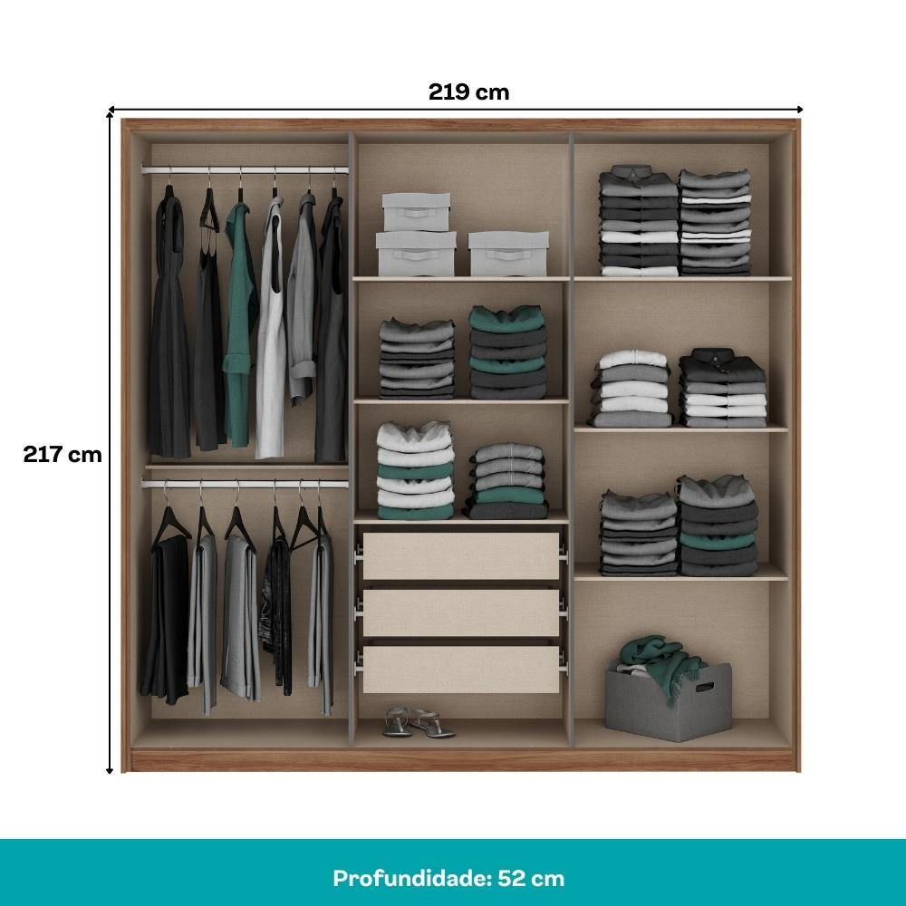 Guarda Roupa Casal 6 Portas Belmont Carraro Freijó/Titânio