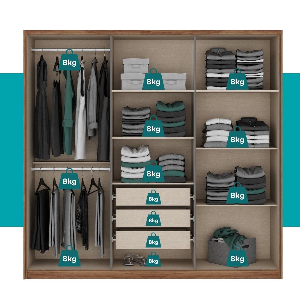 Guarda Roupa Casal 6 Portas Belmont Carraro Freijó/Titânio