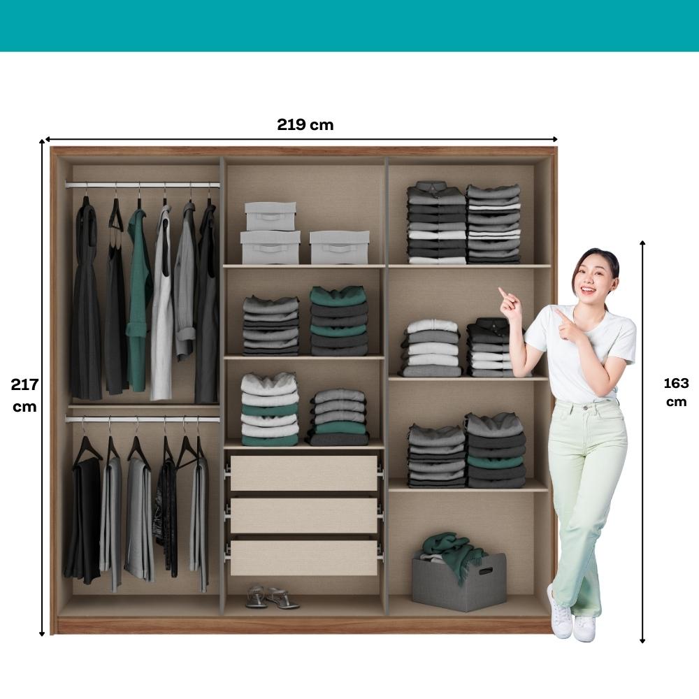 Guarda Roupa Casal 6 Portas Belmont Carraro Freijó/Titânio
