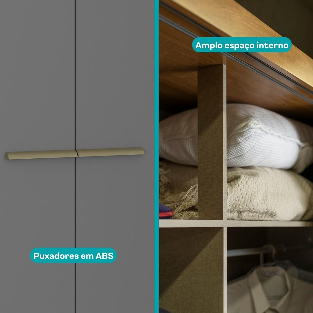 Guarda Roupa Casal 6 Portas Belmont Carraro Freijó/Titânio