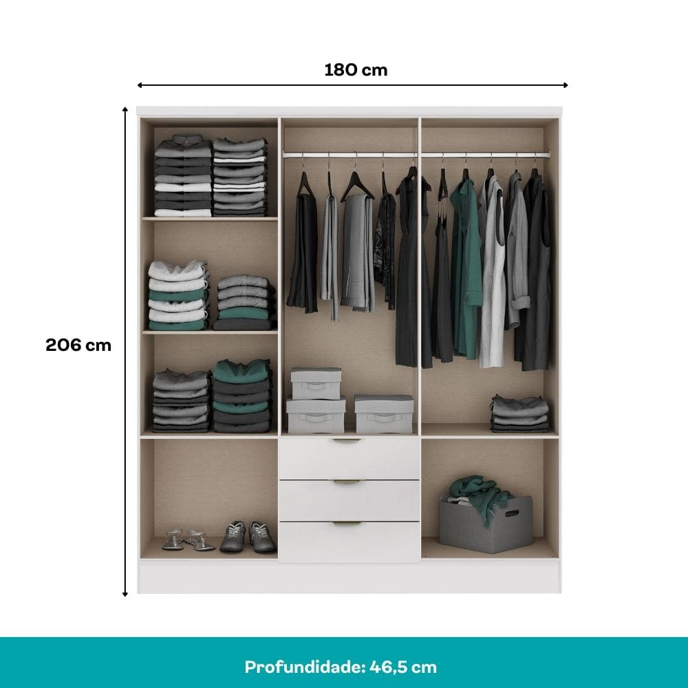 Guarda Roupa Casal 6 Portas Troy Carraro Branco