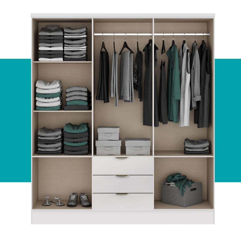 Guarda Roupa Casal 6 Portas Troy Carraro Branco