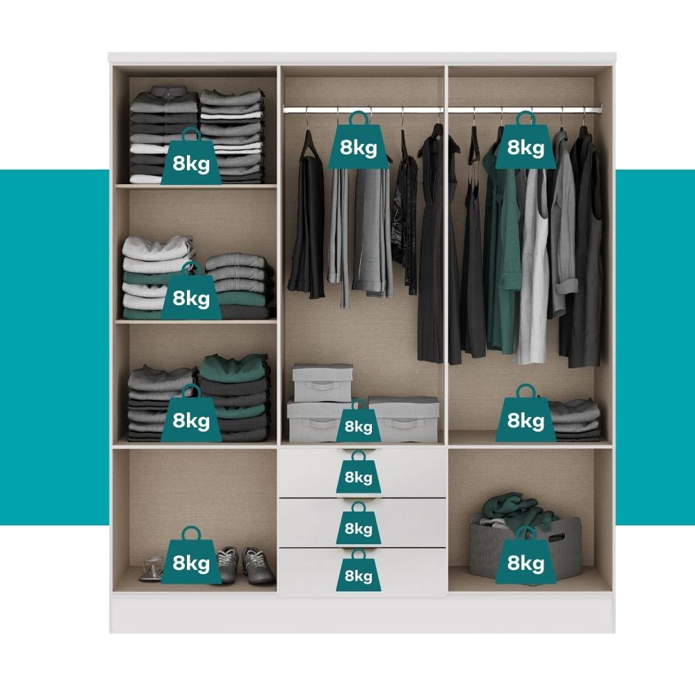 Guarda Roupa Casal 6 Portas Troy Carraro Branco
