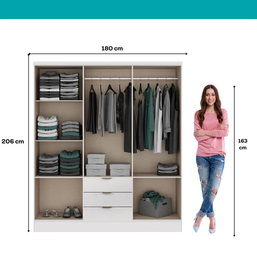 Guarda Roupa Casal 6 Portas Troy Carraro Branco