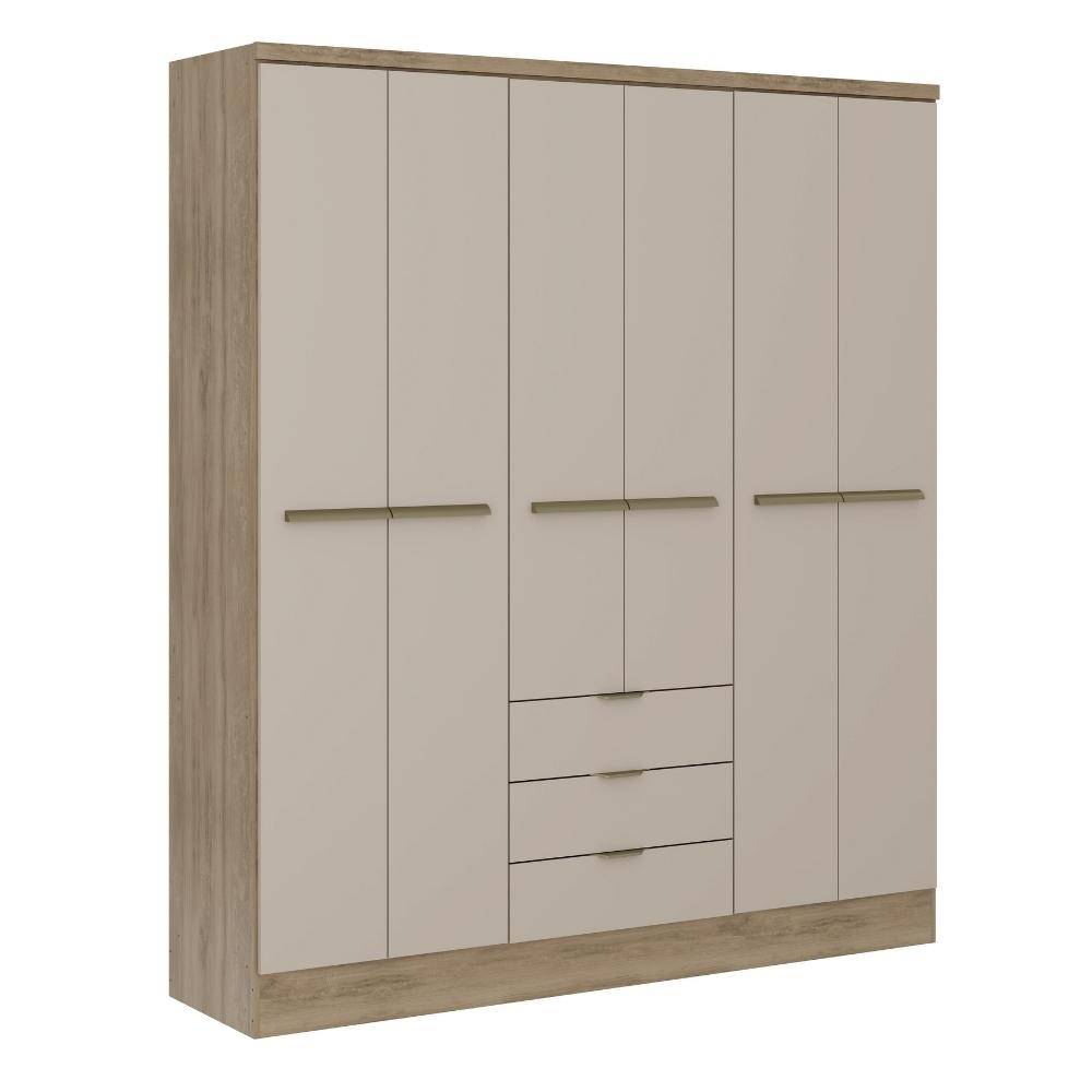 Guarda Roupa Casal 6 Portas Troy Carraro Noce c/ Off White