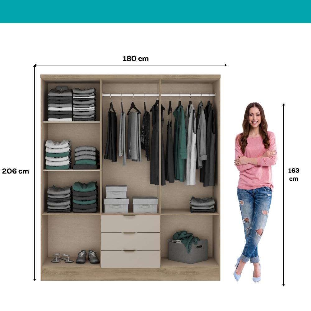 Guarda Roupa Casal 6 Portas Troy Carraro Noce c/ Off White