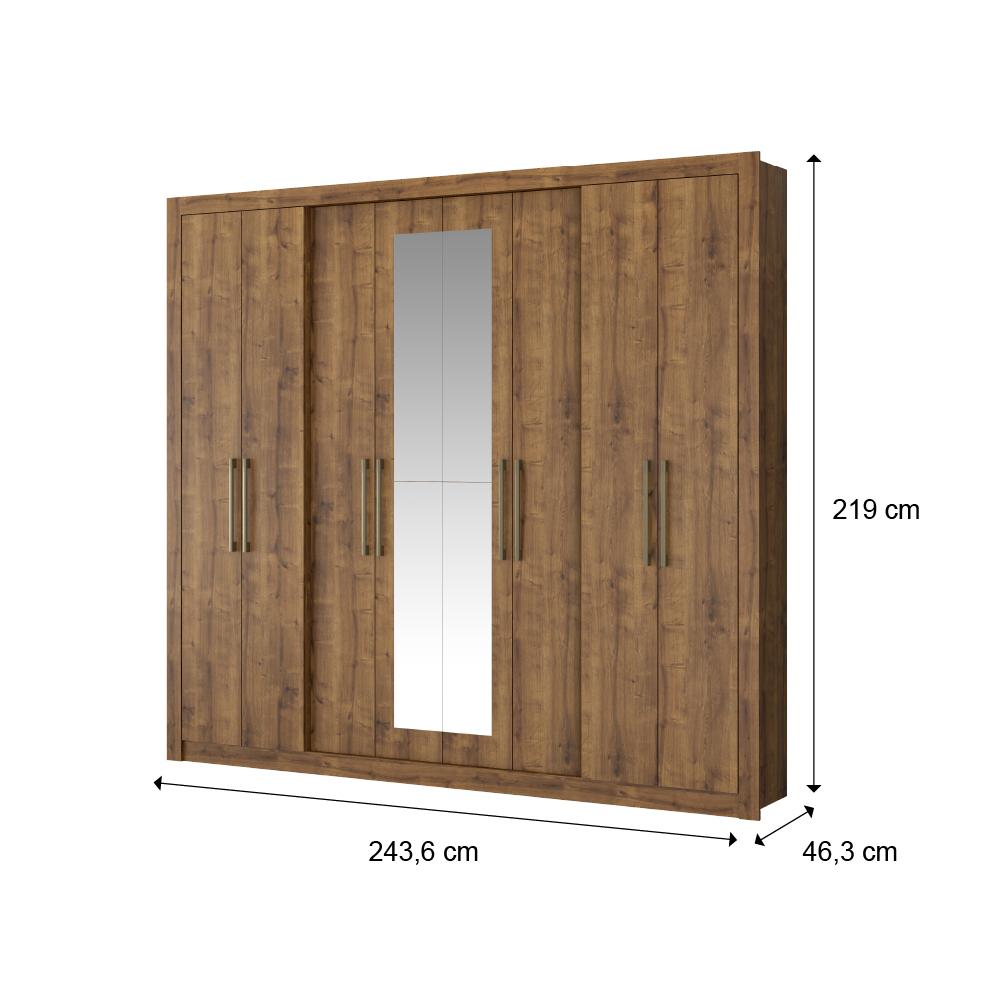 Guarda Roupa Casal 8 Portas 4 Gavetas Espelho 1096 Carraro - Native