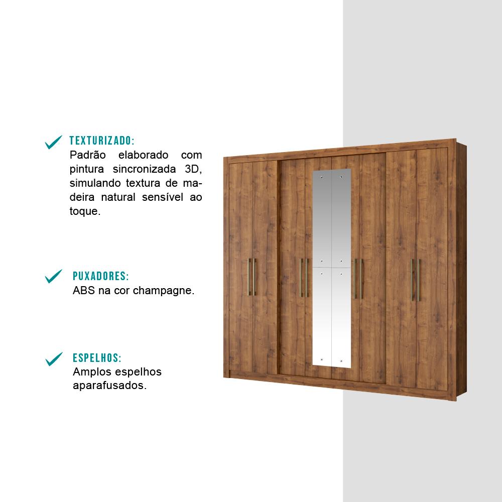 Guarda Roupa Casal 8 Portas 4 Gavetas Espelho Native Carraro