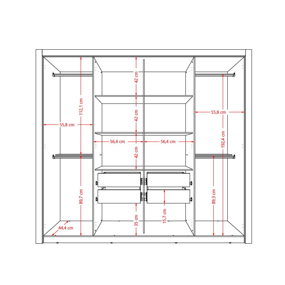 Guarda Roupa Casal 8 Portas 4 Gavetas Espelho Native Carraro