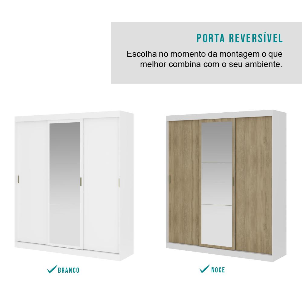 Guarda Roupa Infantil 3 Portas 4 Gav 1 Espelho Branco Fenix