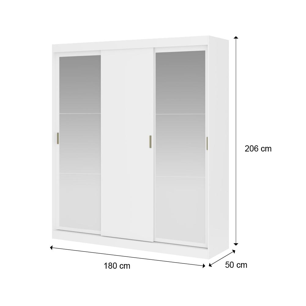 Guarda Roupa Infantil 3 Portas 4 Gav 2 Espelhos Branco Marvin