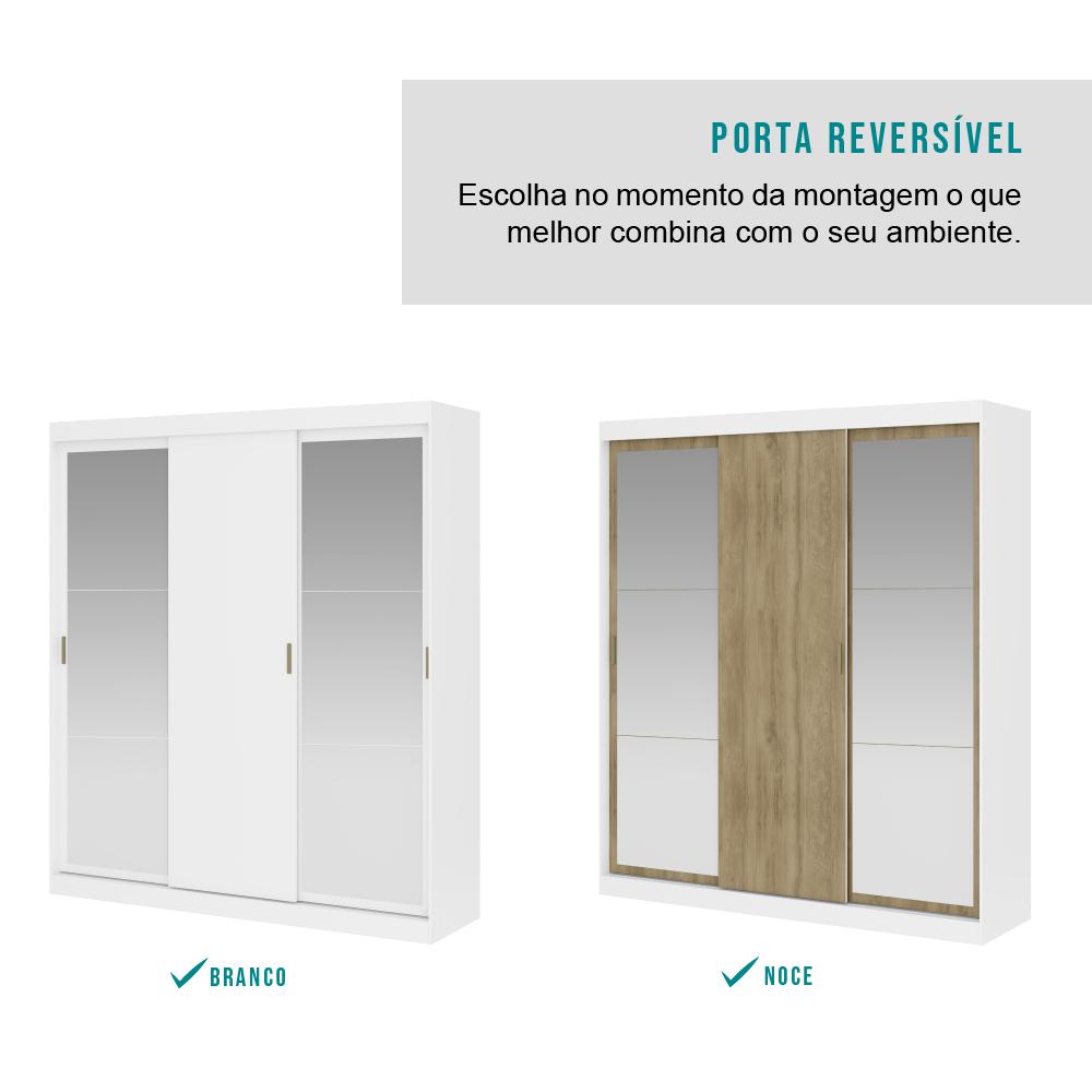 Guarda Roupa Infantil 3 Portas 4 Gav 2 Espelhos Branco Marvin