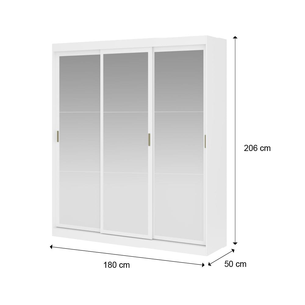 Guarda Roupa Infantil 3 Portas 4 Gav Espelho Branco Carraro 1144