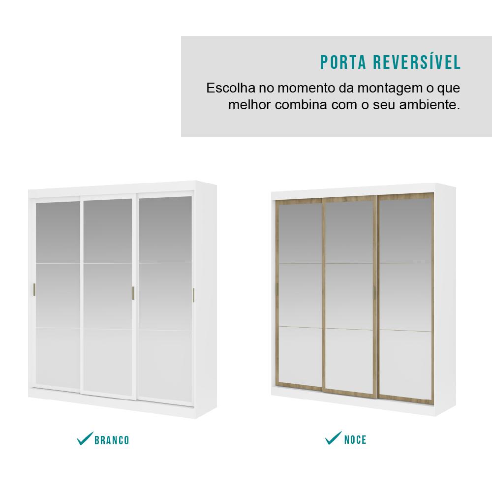 Guarda Roupa Infantil 3 Portas 4 Gav Espelho Branco Carraro 1144