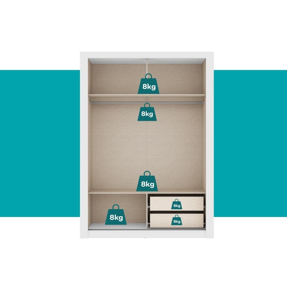 Guarda Roupa Solteiro 2 Portas Darvi 2 Gavetas Carraro Ripado Branco