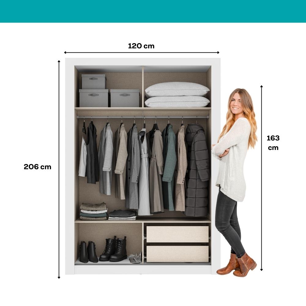 Guarda Roupa Solteiro 2 Portas Darvi 2 Gavetas Carraro Ripado Branco