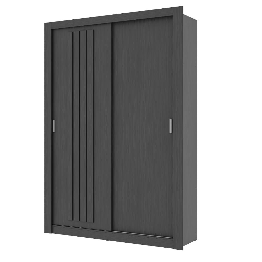 Guarda Roupa Solteiro 2 Portas Darvi 2 Gavetas Carraro Ripado Preto Touch