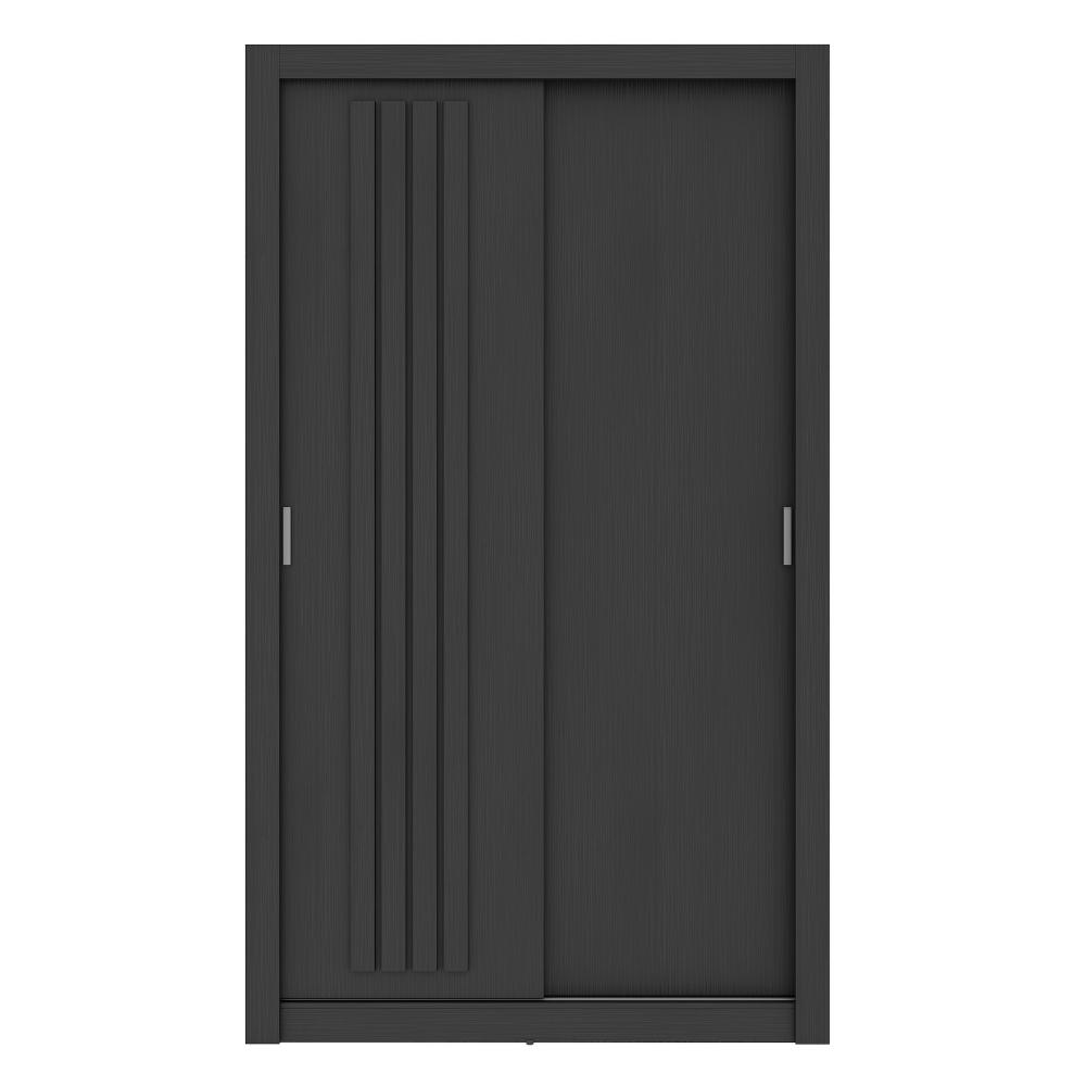 Guarda Roupa Solteiro 2 Portas Darvi 2 Gavetas Carraro Ripado Preto Touch