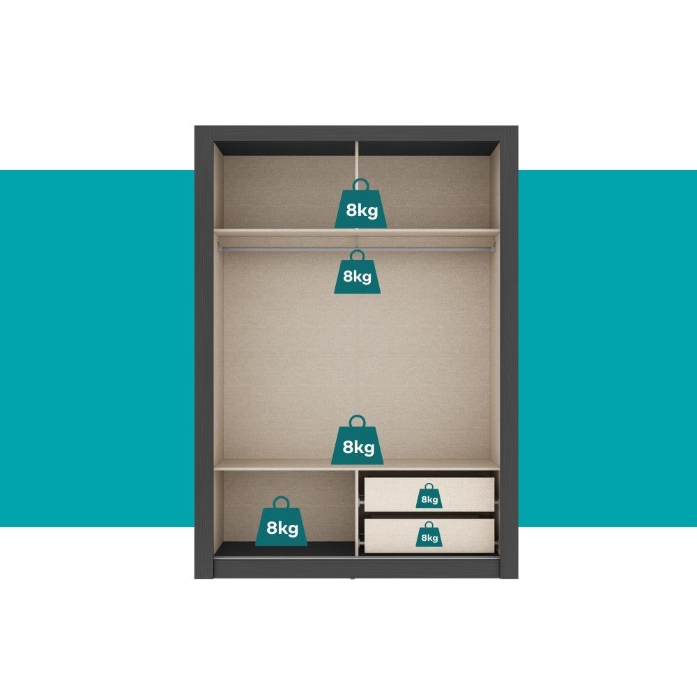 Guarda Roupa Solteiro 2 Portas Darvi 2 Gavetas Carraro Ripado Preto Touch
