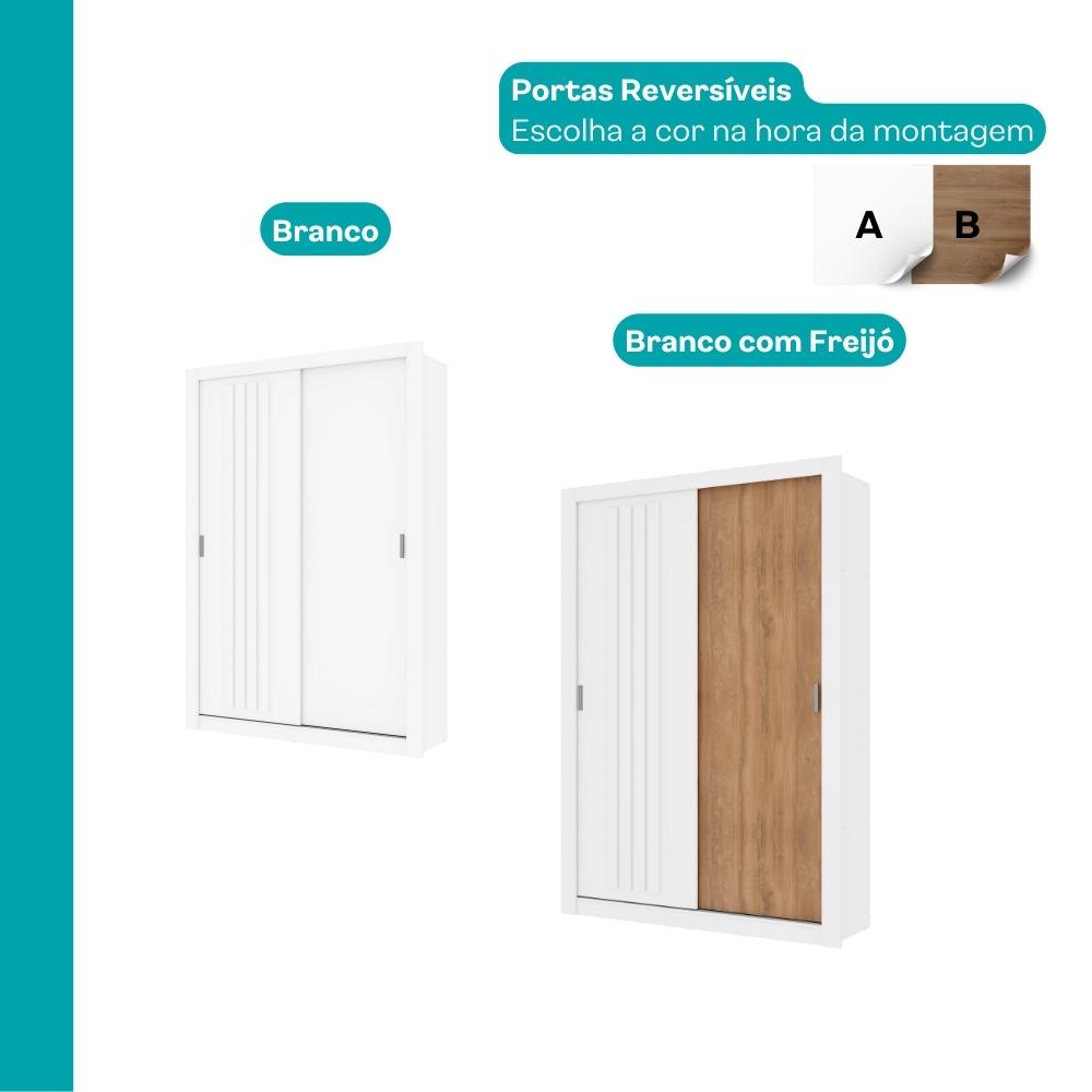Guarda Roupa Solteiro 2 Portas Darvi Carraro Ripado Branco