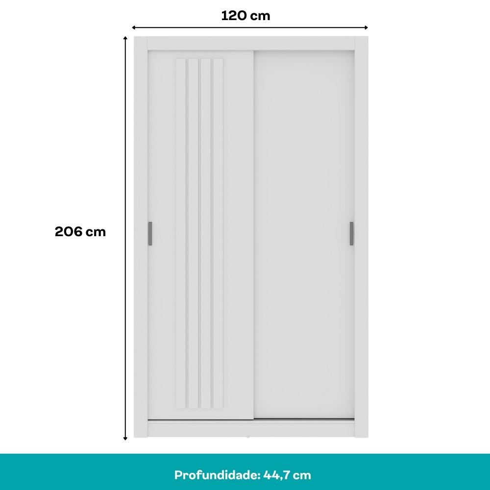 Guarda Roupa Solteiro 2 Portas Darvi Carraro Ripado Branco