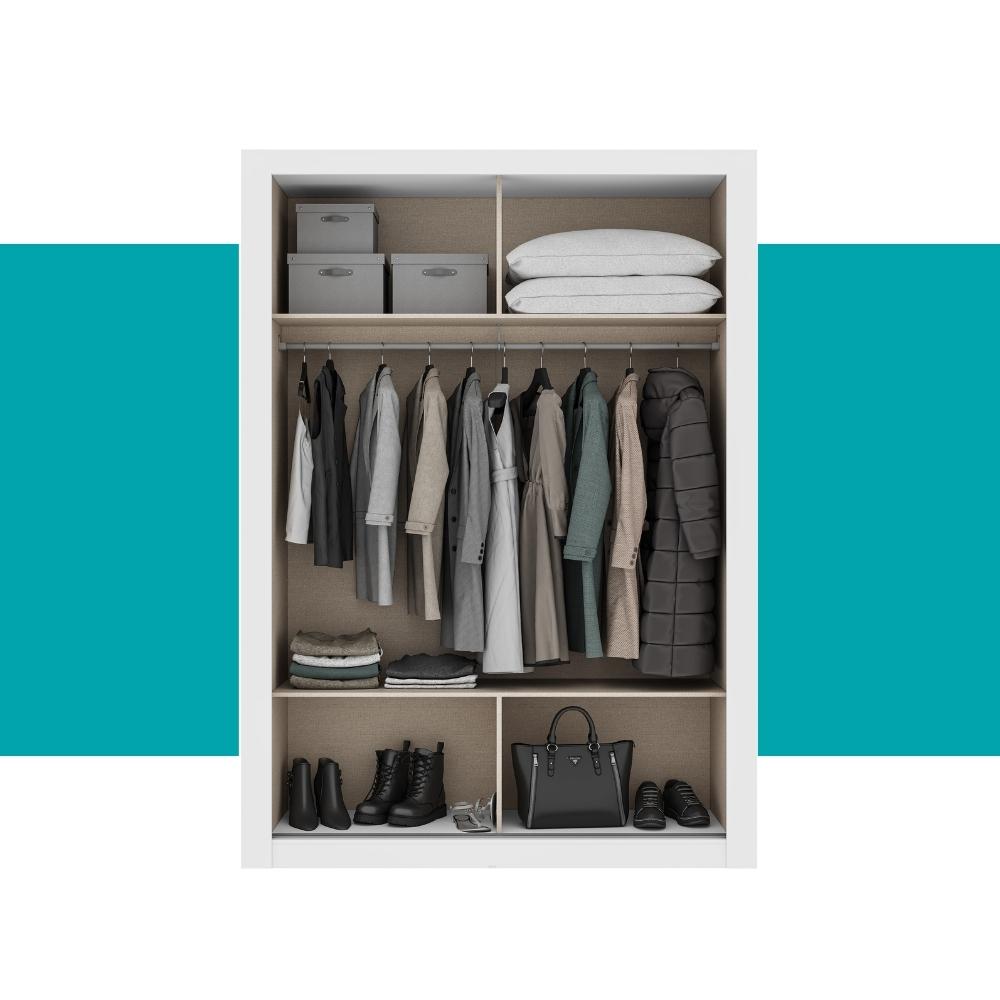 Guarda Roupa Solteiro 2 Portas Darvi Carraro Ripado Branco