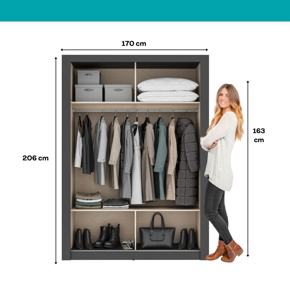 Guarda Roupa Solteiro 2 Portas Darvi Carraro Ripado Preto Touch