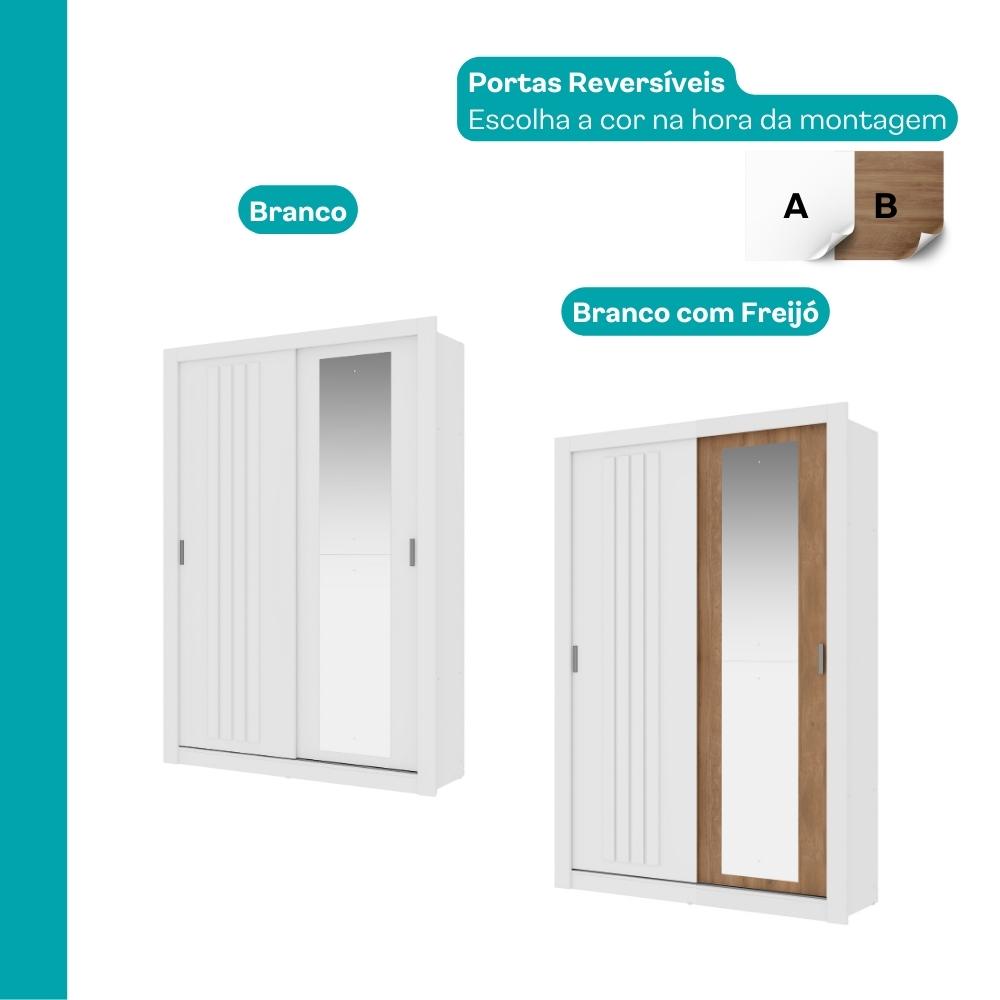 Guarda Roupa Solteiro 2 Portas Darvi Lux 2 Gavetas Carraro Ripado Branco