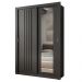 Guarda Roupa Solteiro 2 Portas Darvi Lux 2 Gavetas Carraro Ripado Preto Touch