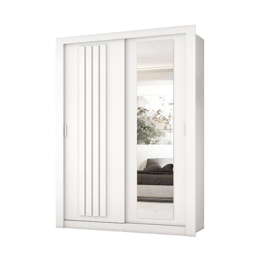 Guarda Roupa Solteiro 2 Portas Darvi Lux Carraro Ripado Branco