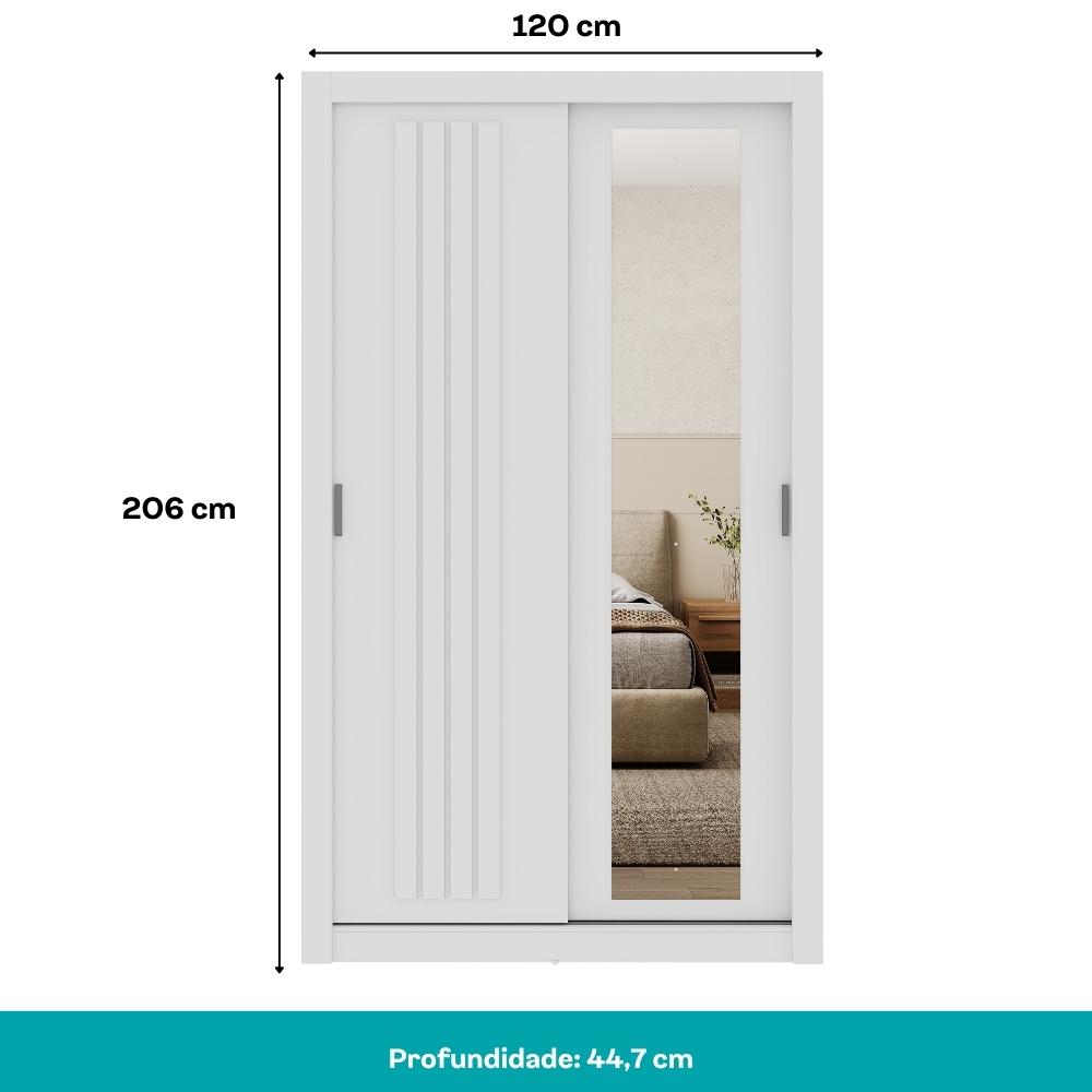 Guarda Roupa Solteiro 2 Portas Darvi Lux Carraro Ripado Branco