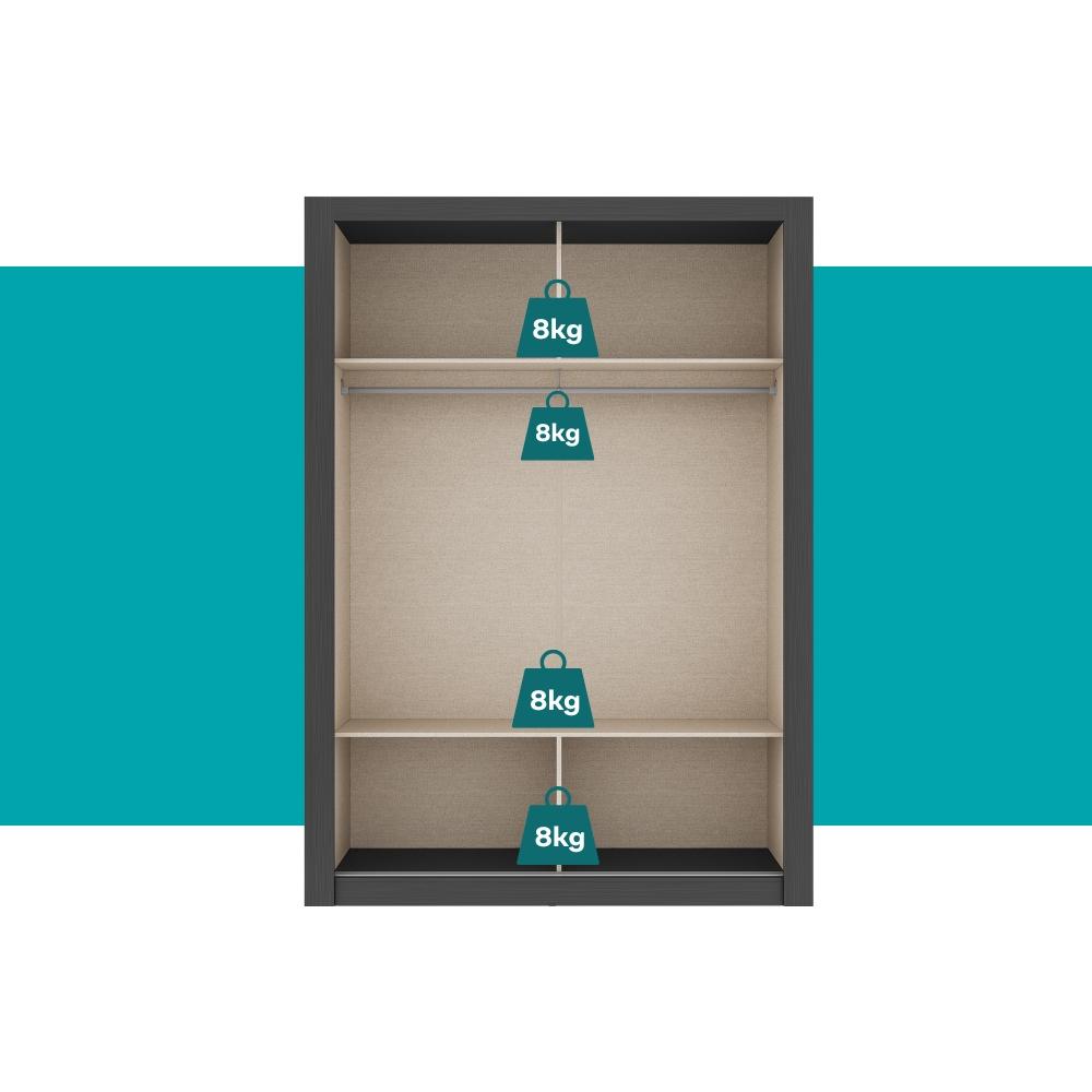 Guarda Roupa Solteiro 2 Portas Darvi Lux Carraro Ripado Preto Touch