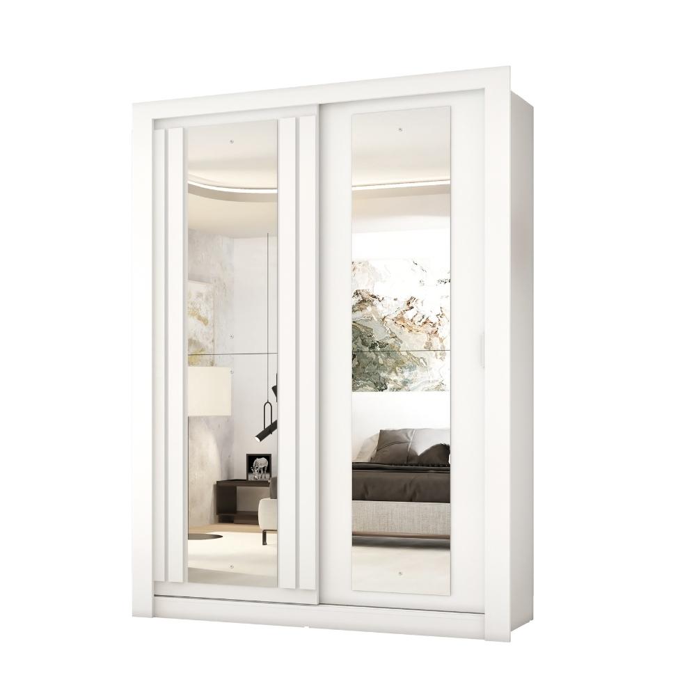 Guarda Roupa Solteiro 2 Portas Darvi Prime Carraro Ripado Branco