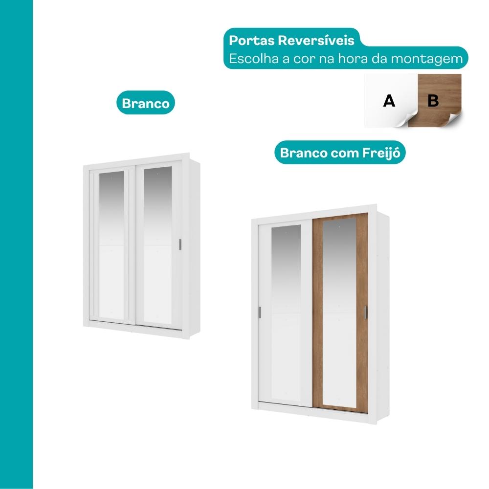 Guarda Roupa Solteiro 2 Portas Darvi Prime Carraro Ripado Branco